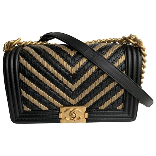 Chanel boy black leather handbag