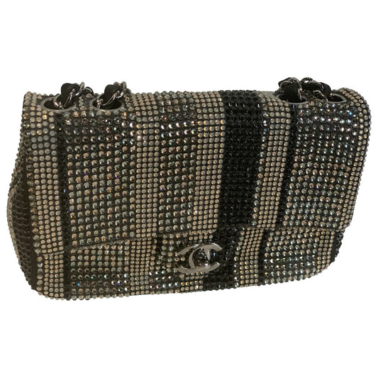 Chanel timeless/classique black glitter handbag