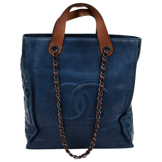 Chanel blue leather handbag