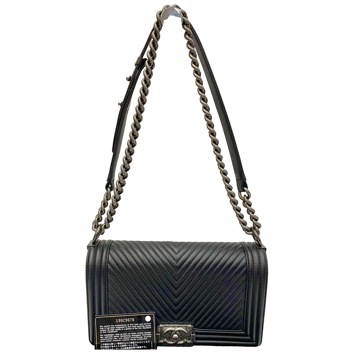 Chanel boy black leather handbag