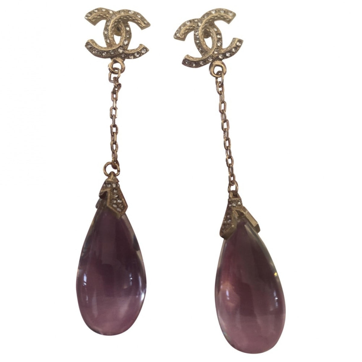 Chanel cc silver metal earrings