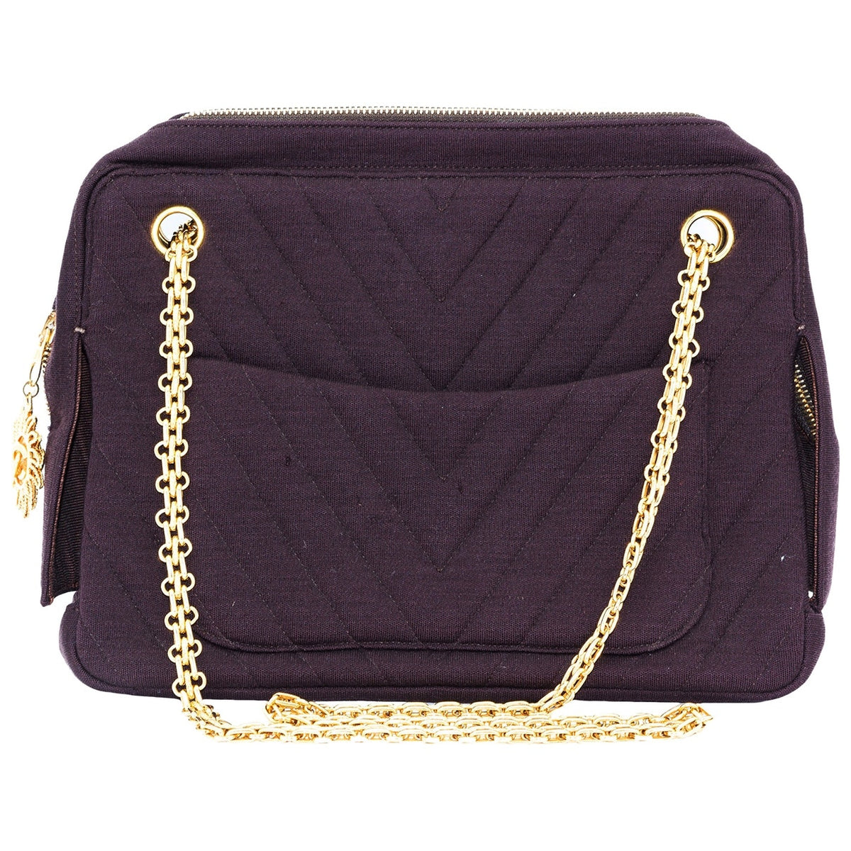 Chanel brown wool handbag