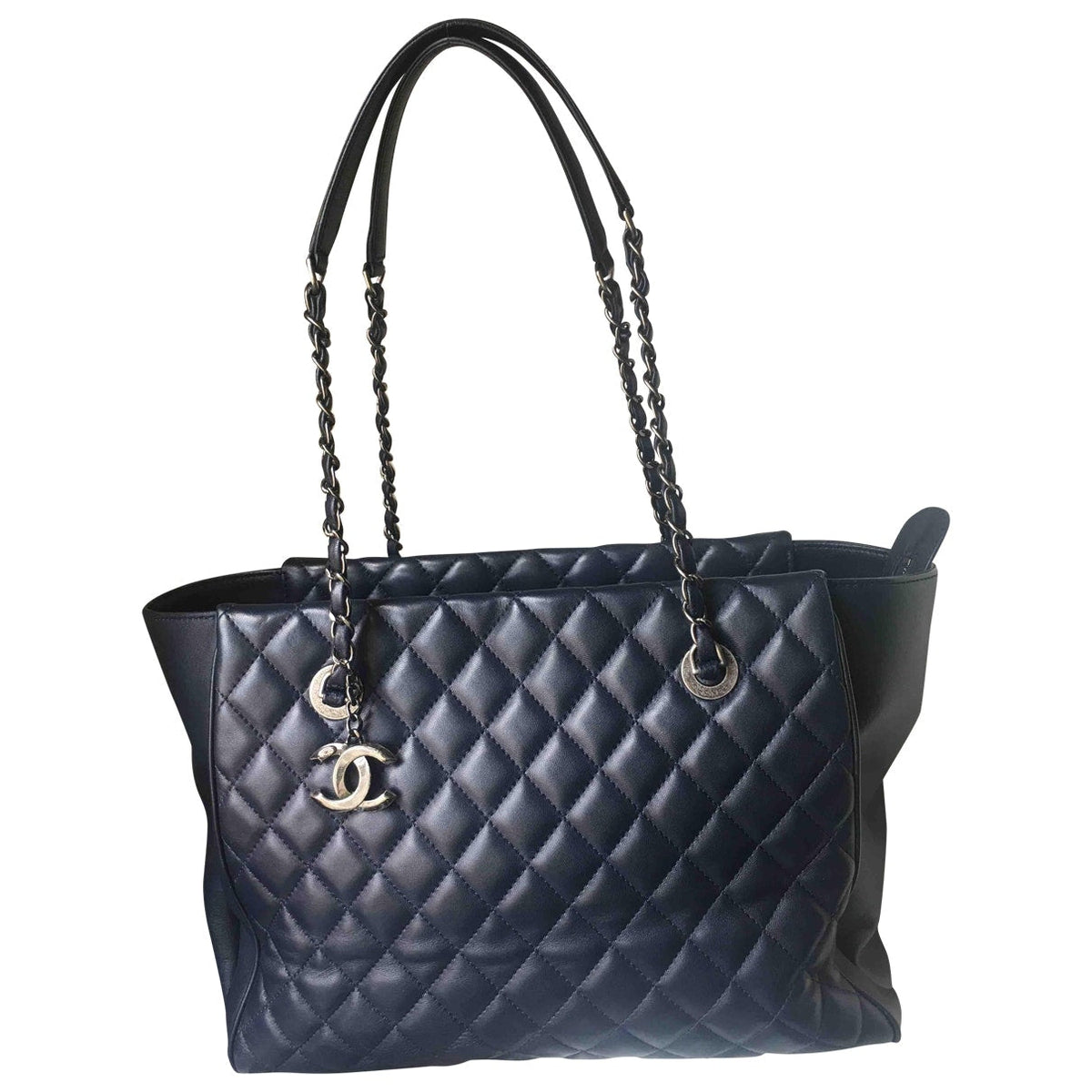 Chanel navy leather handbag