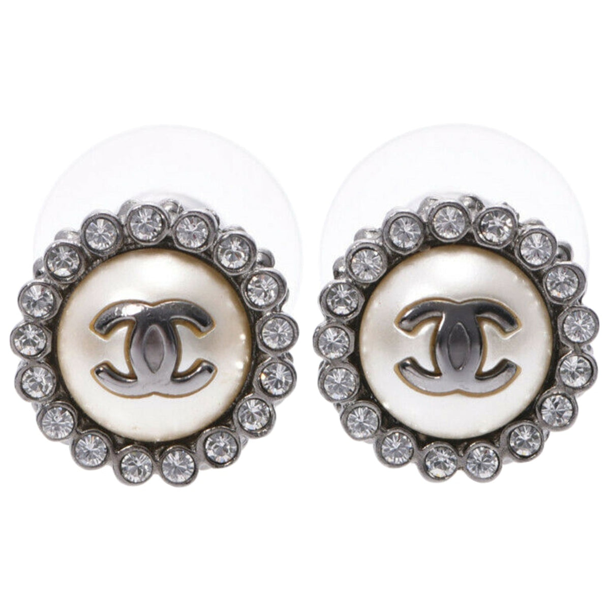 Chanel silver metal earrings
