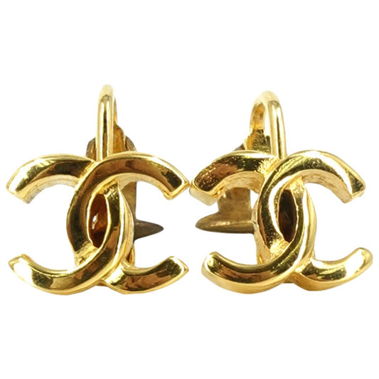 Chanel cc gold metal earrings