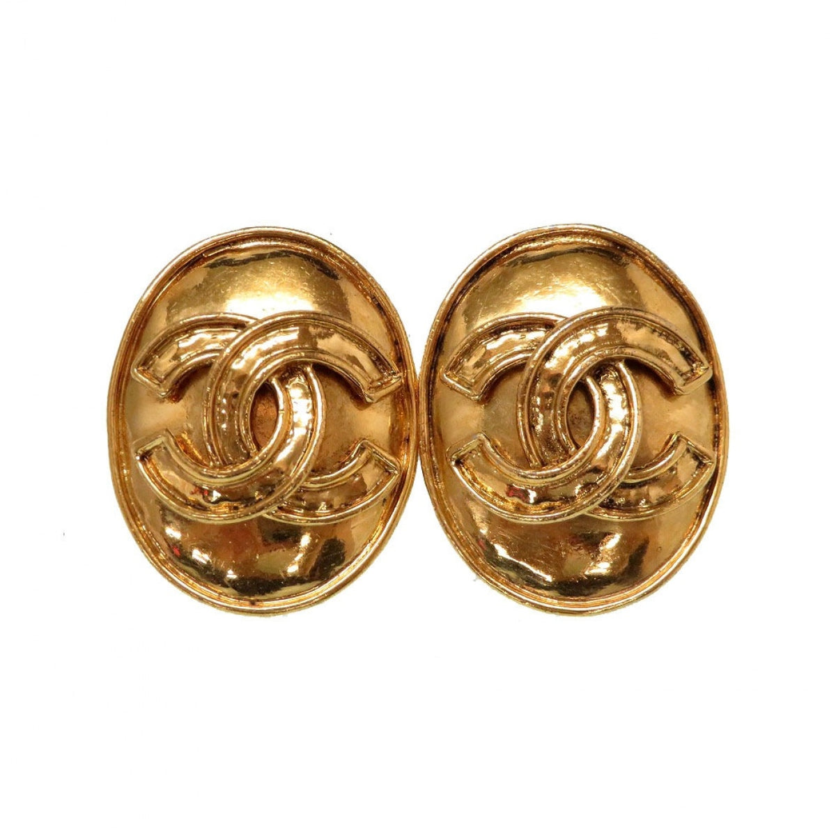 Chanel cc gold metal earrings