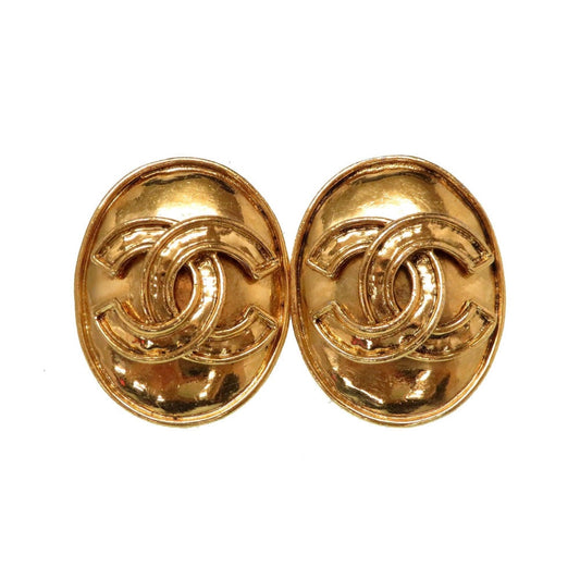 Chanel cc gold metal earrings