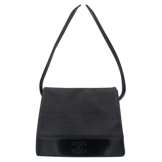 Chanel black velvet handbag
