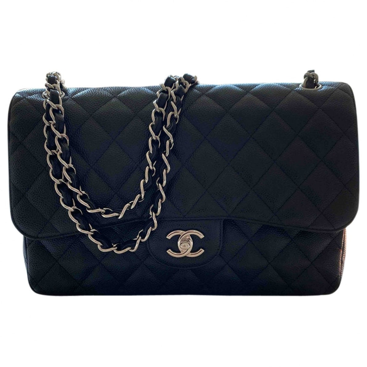 Chanel timeless/classique black leather handbag