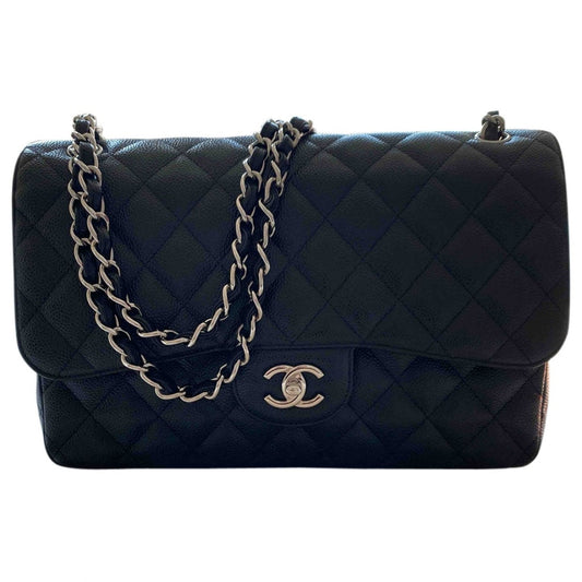 Chanel timeless/classique black leather handbag