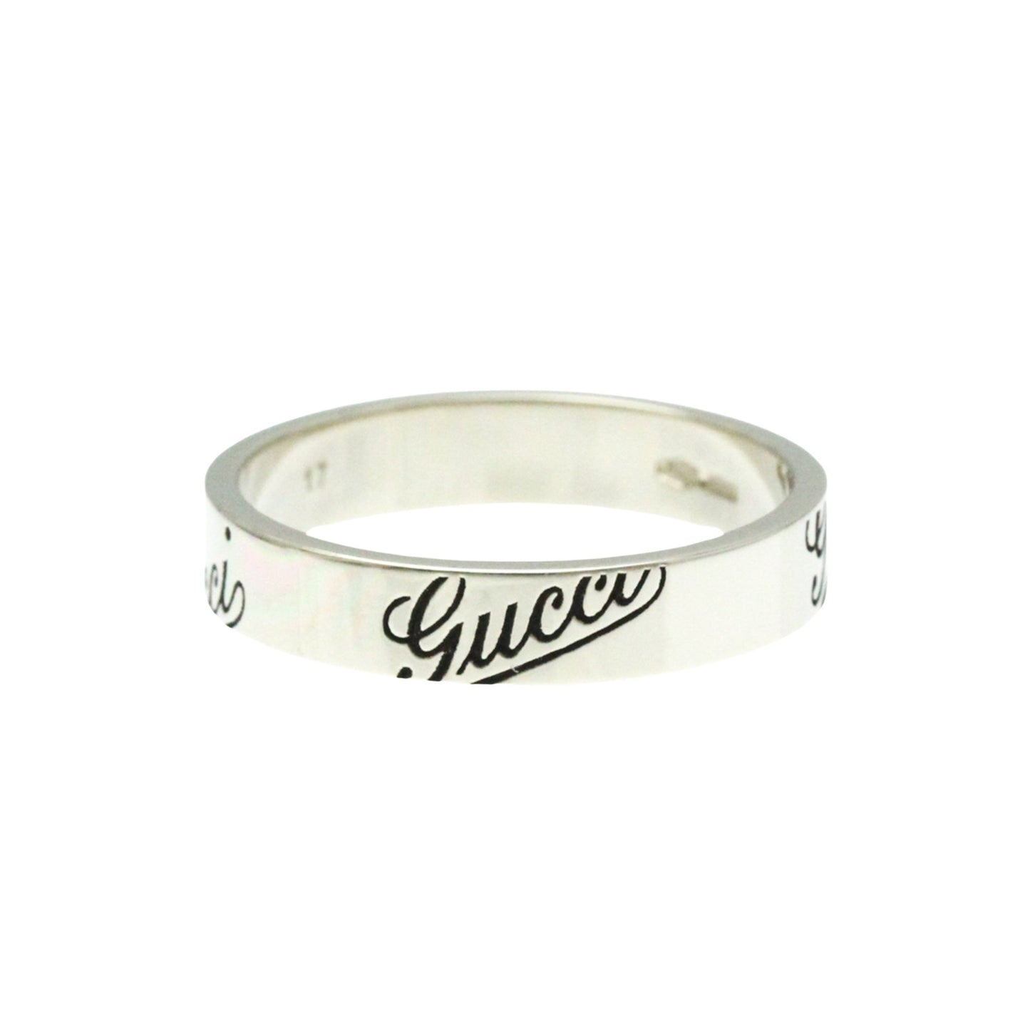 Gucci Gg Embossé Silver White Gold Ring Jewelry ()