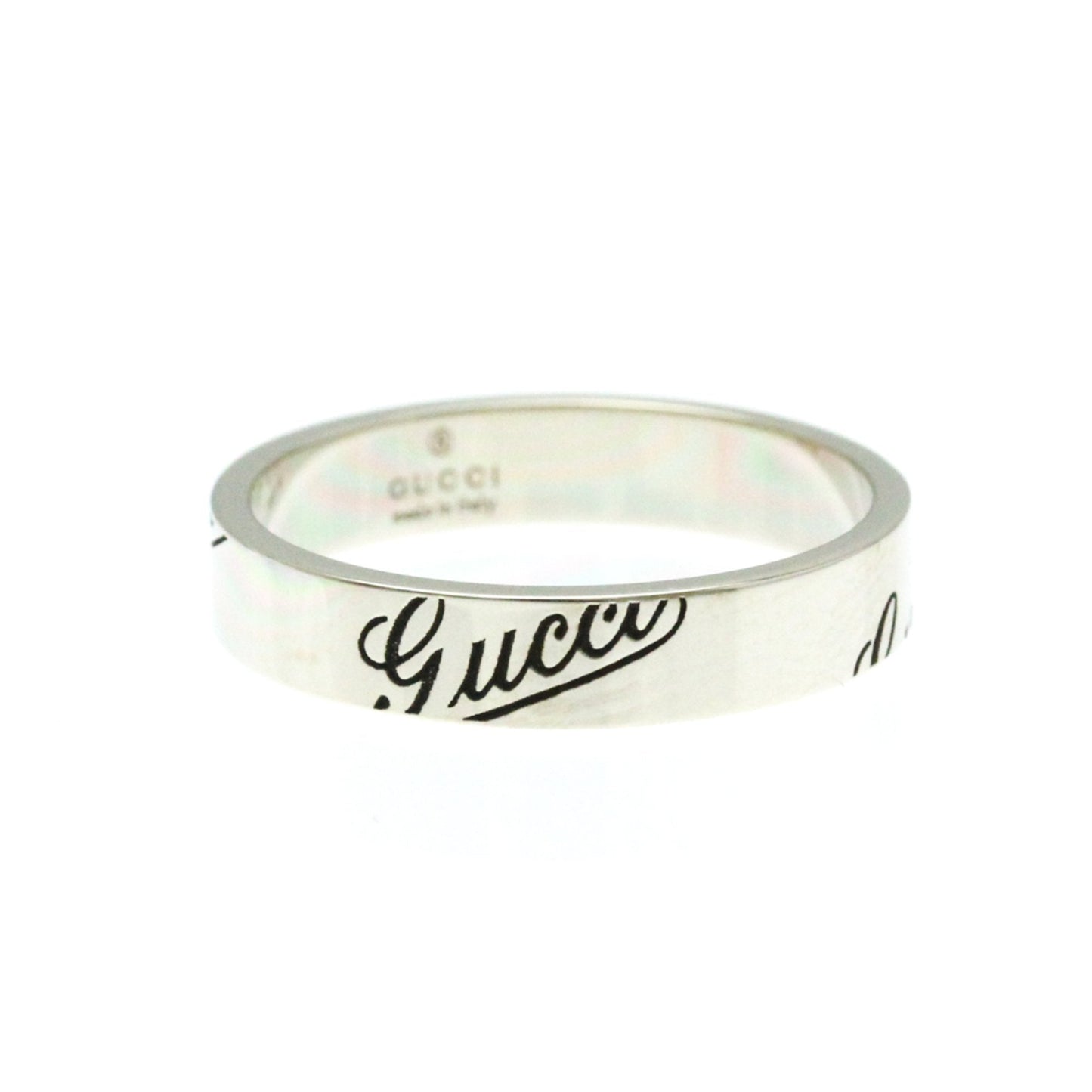 Gucci Gg Embossé Silver White Gold Ring Jewelry