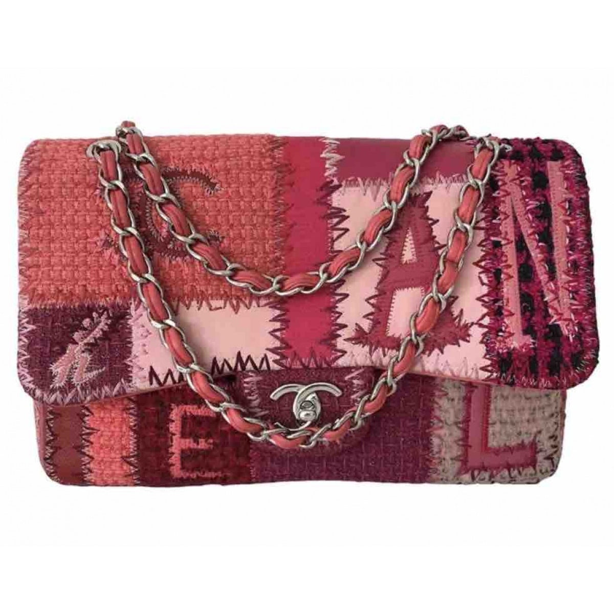 Chanel timeless/classique pink cloth handbag