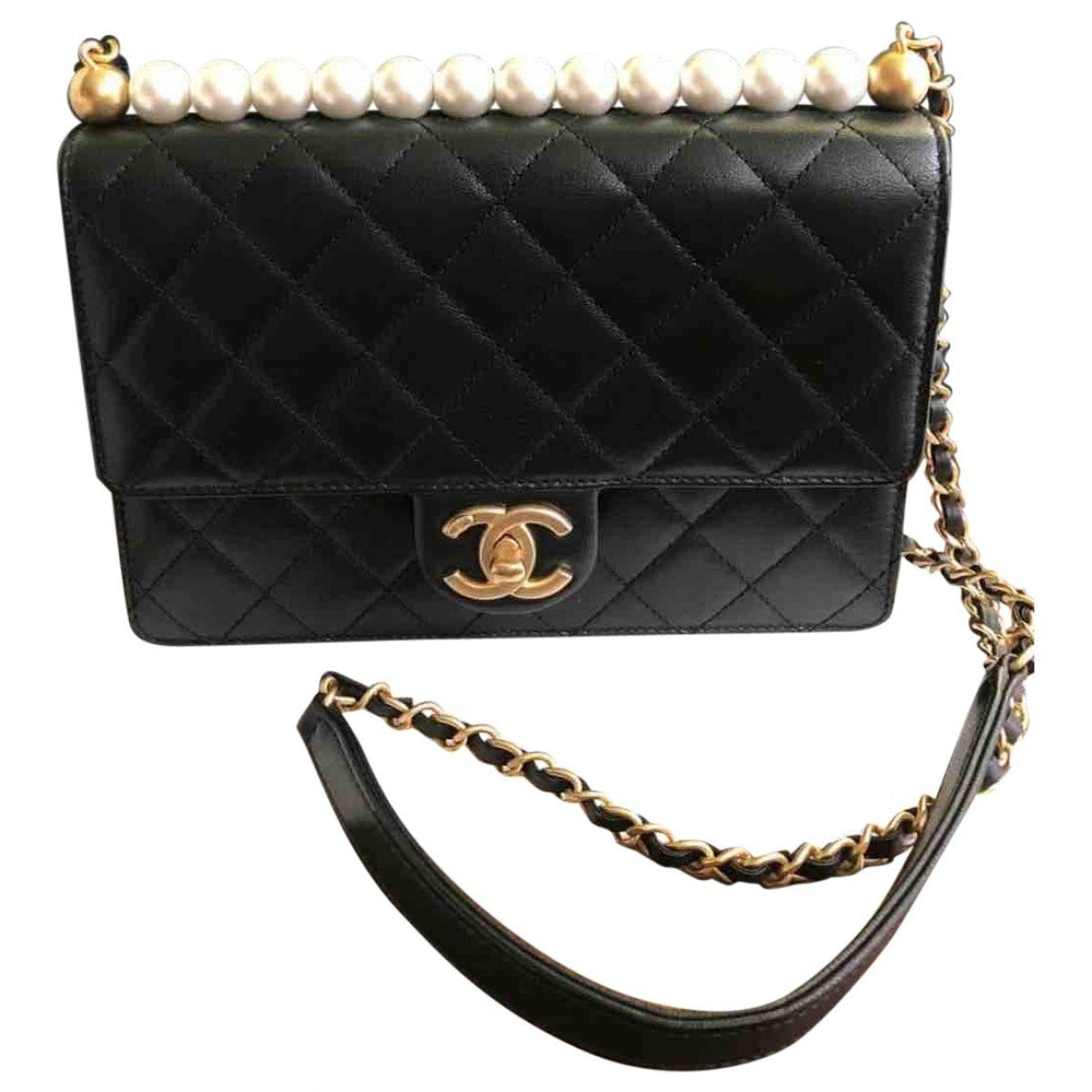 Chanel black leather handbag