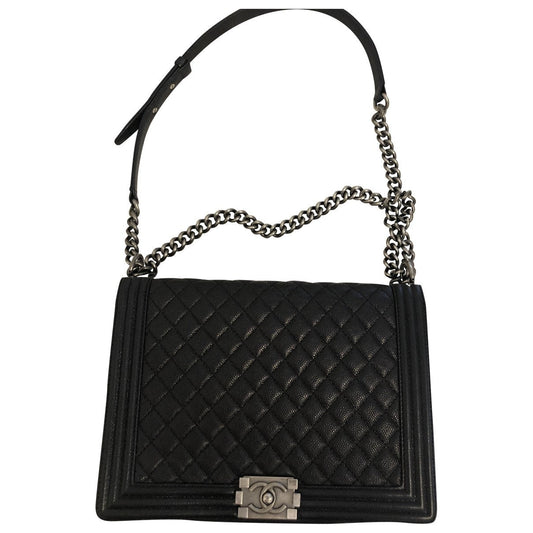 Chanel boy black leather handbag