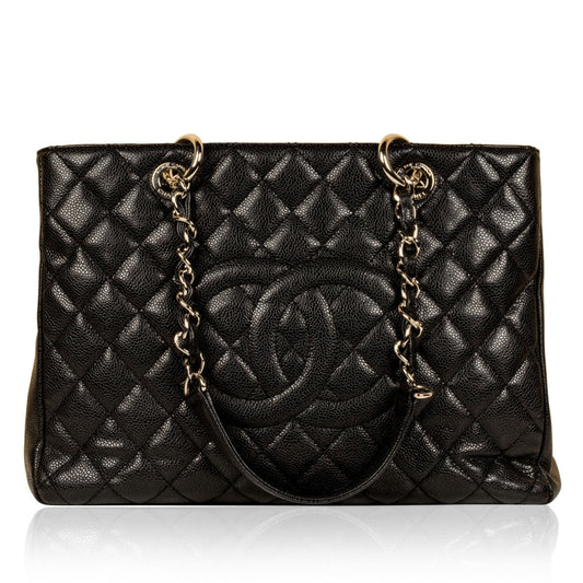 Chanel grand shopping black leather handbag