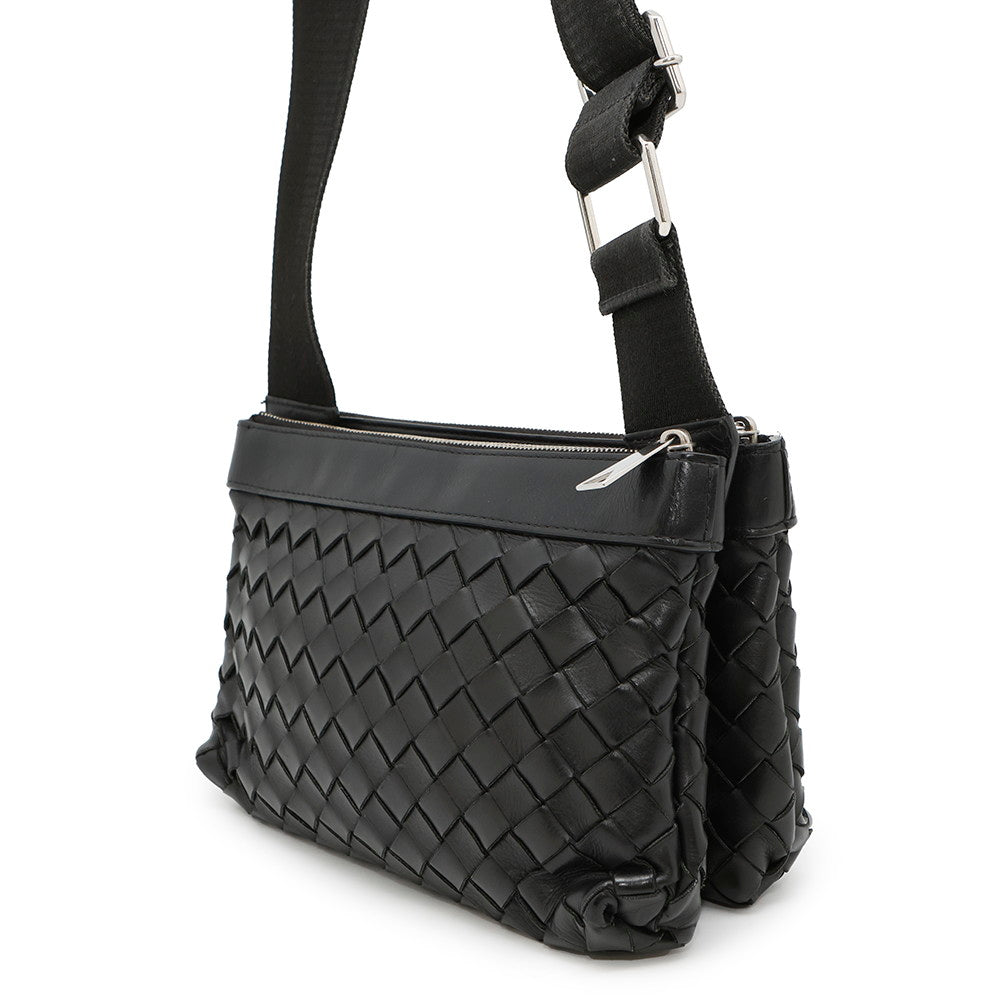 Bottega Veneta INTRECCIATO Duo Shoulder Bag Black651938 Leather