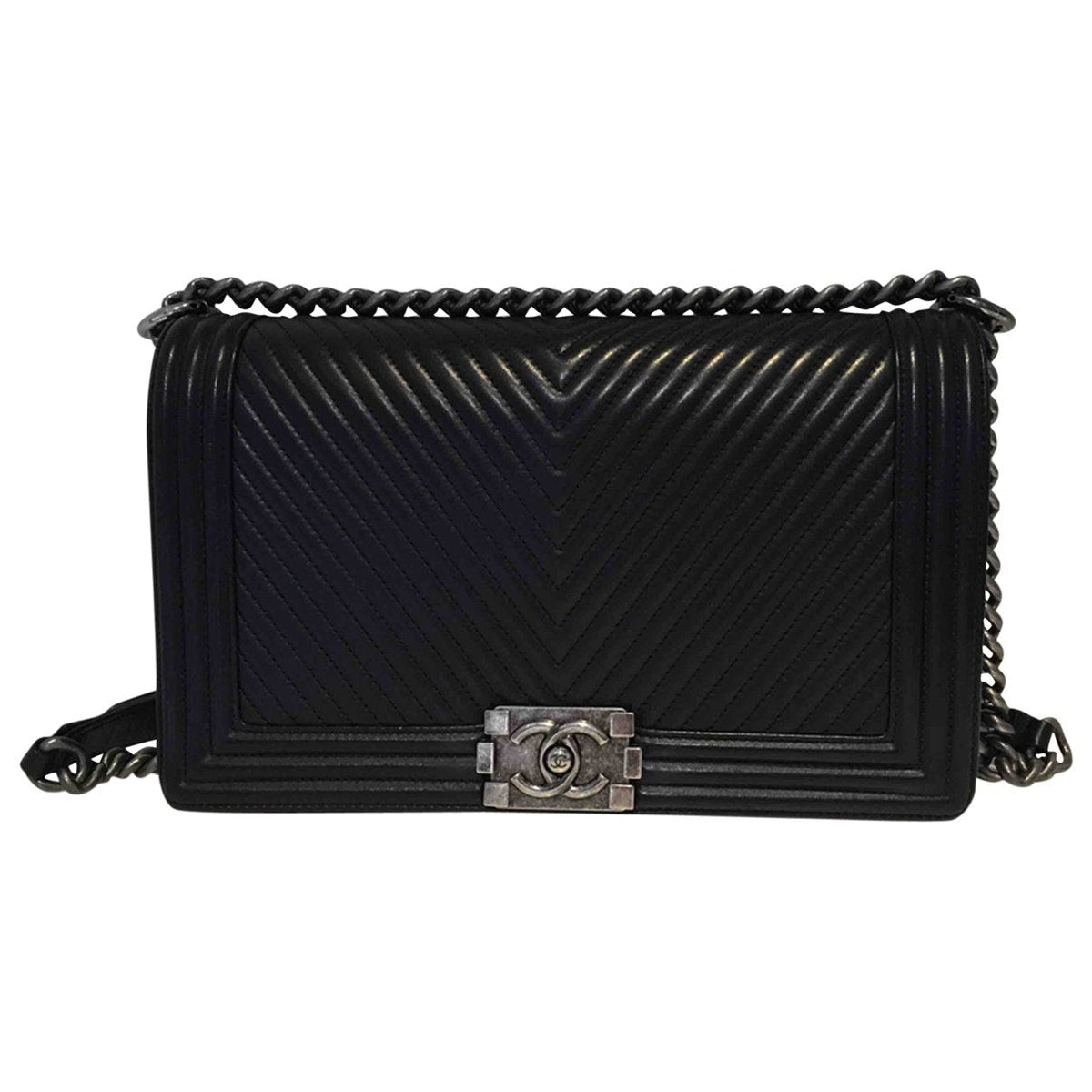 Chanel boy black leather handbag
