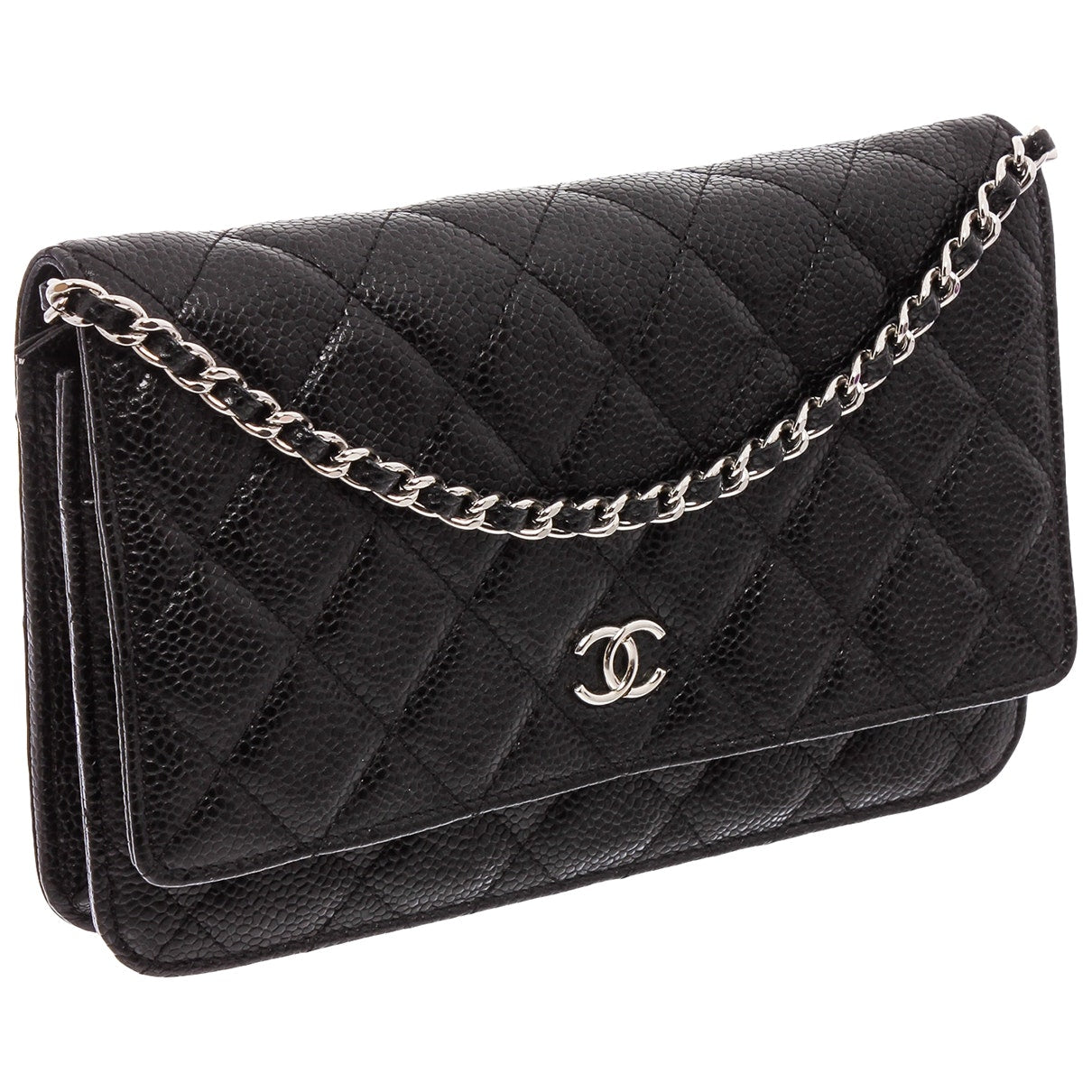 Chanel wallet on chain black leather clutch bag