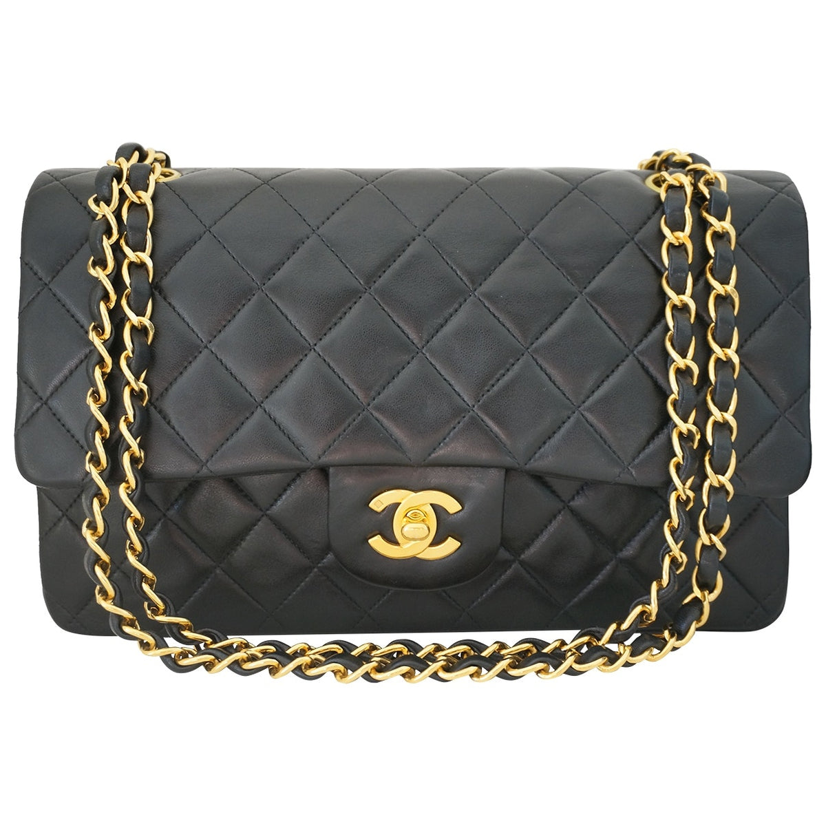 Chanel timeless/classique black leather handbag