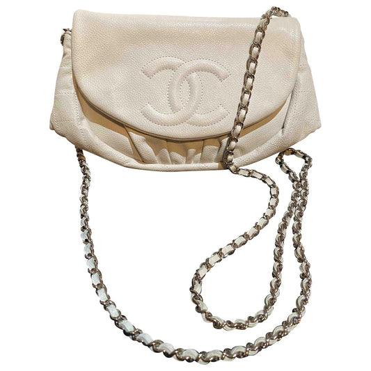 Chanel white leather handbag