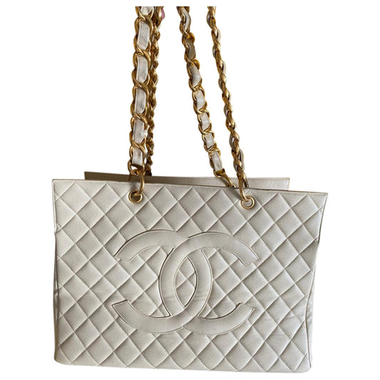 Chanel grand shopping beige leather handbag