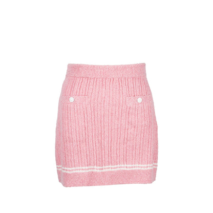Chanel Size 38 22P Knit Skirt Viscose/Cotton/Polyamide Light Pink