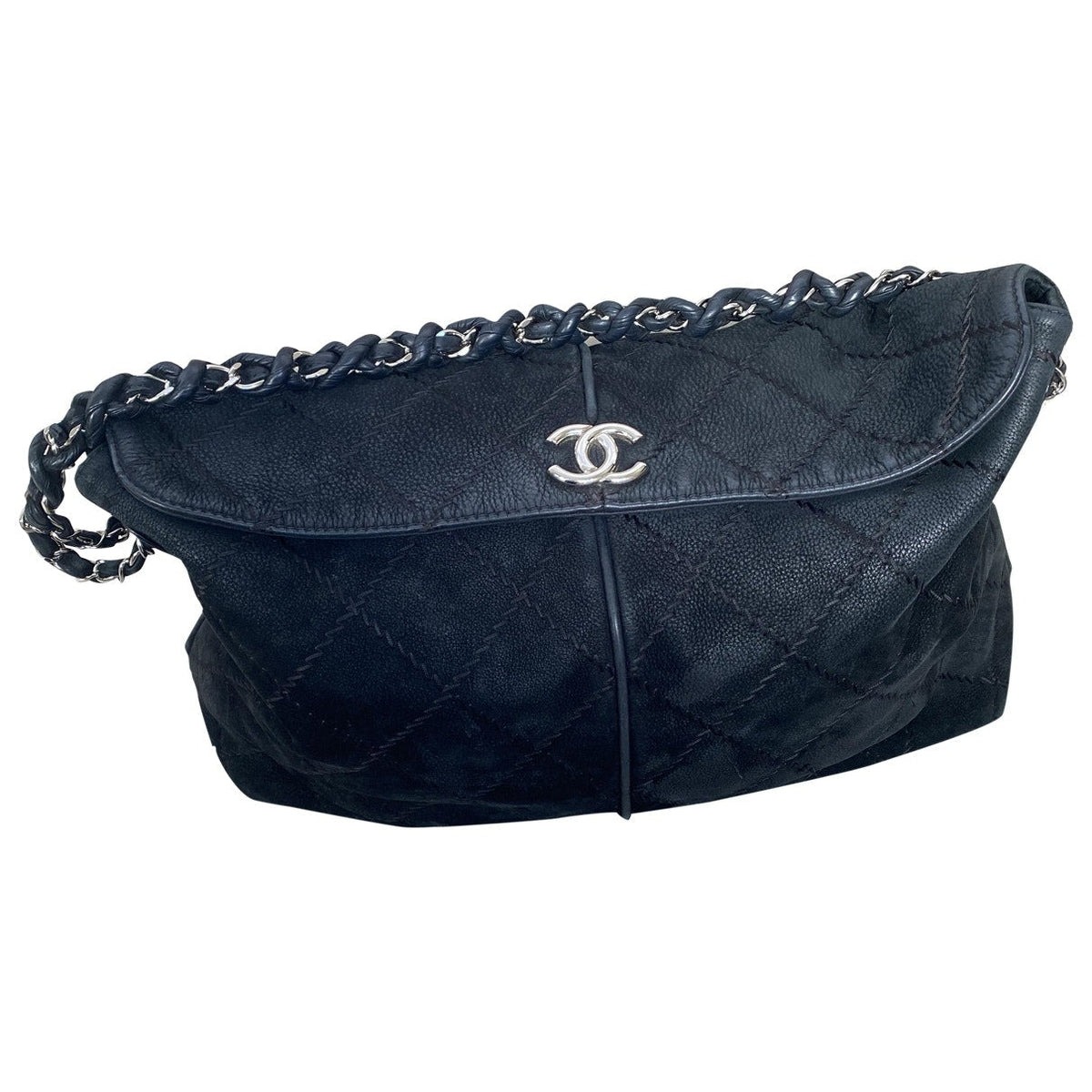 Chanel black suede handbag