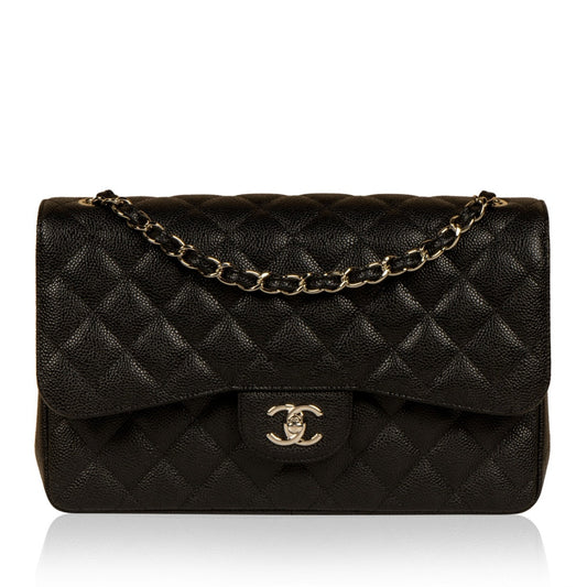 Chanel timeless/classique black leather handbag