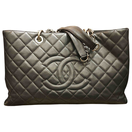 Chanel grand shopping anthracite leather handbag