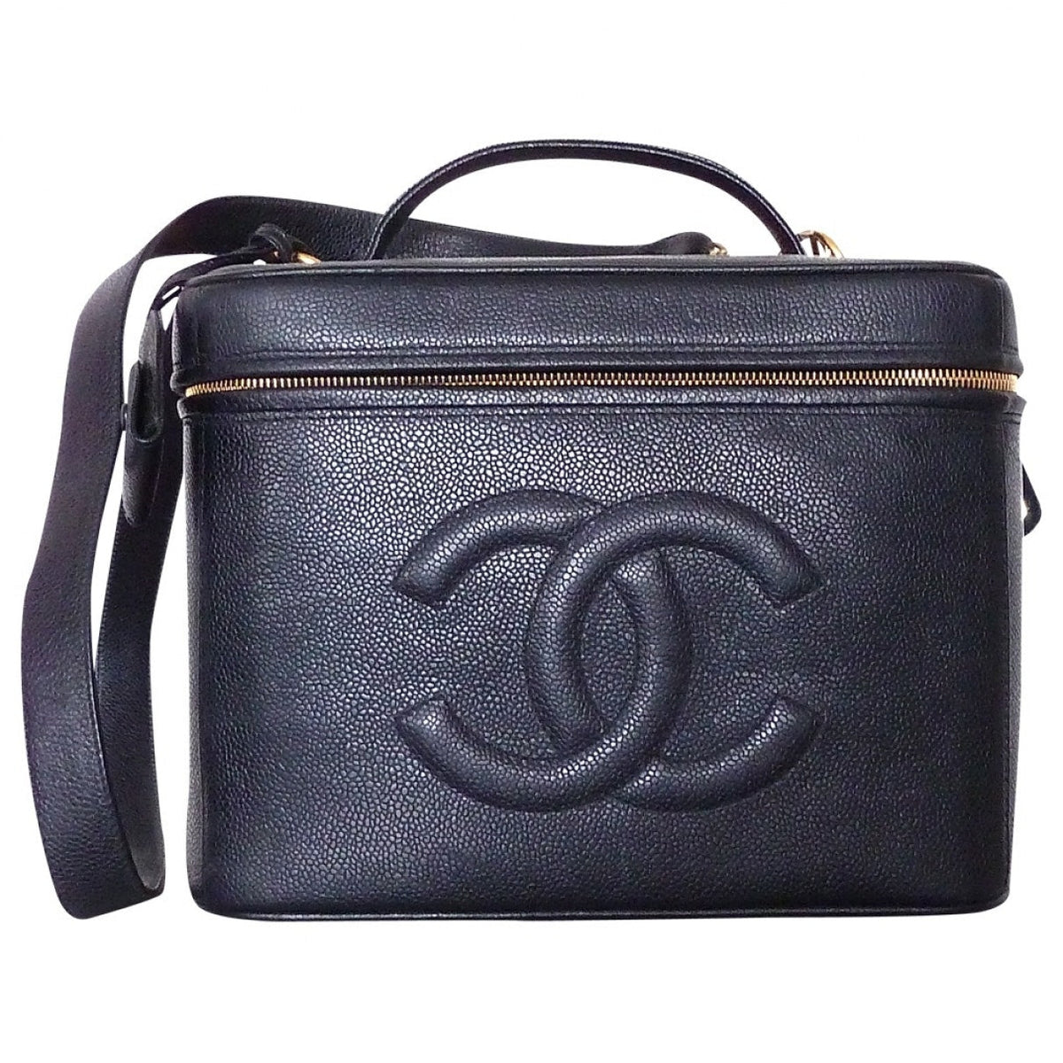 Chanel vanity black leather handbag