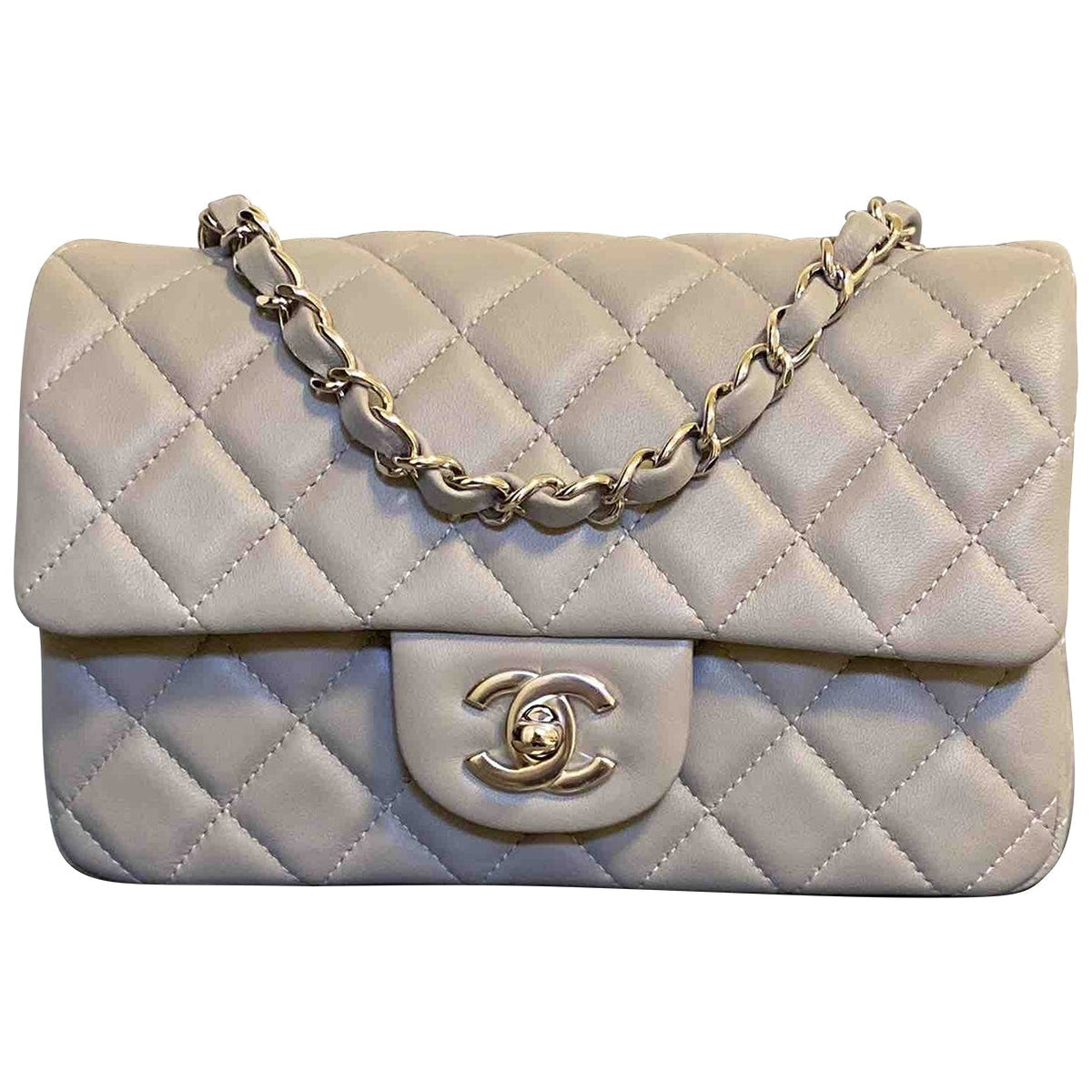 Chanel timeless/classique grey leather handbag
