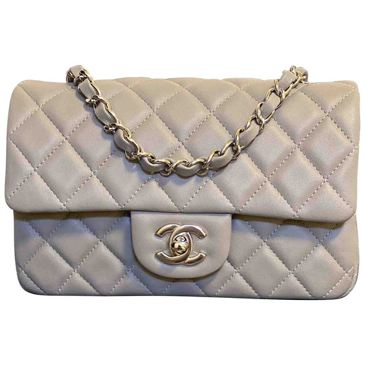 Chanel timeless/classique grey leather handbag