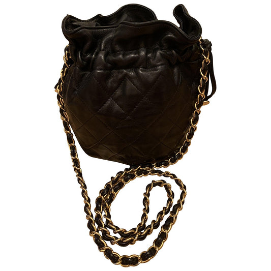 Chanel black leather handbag