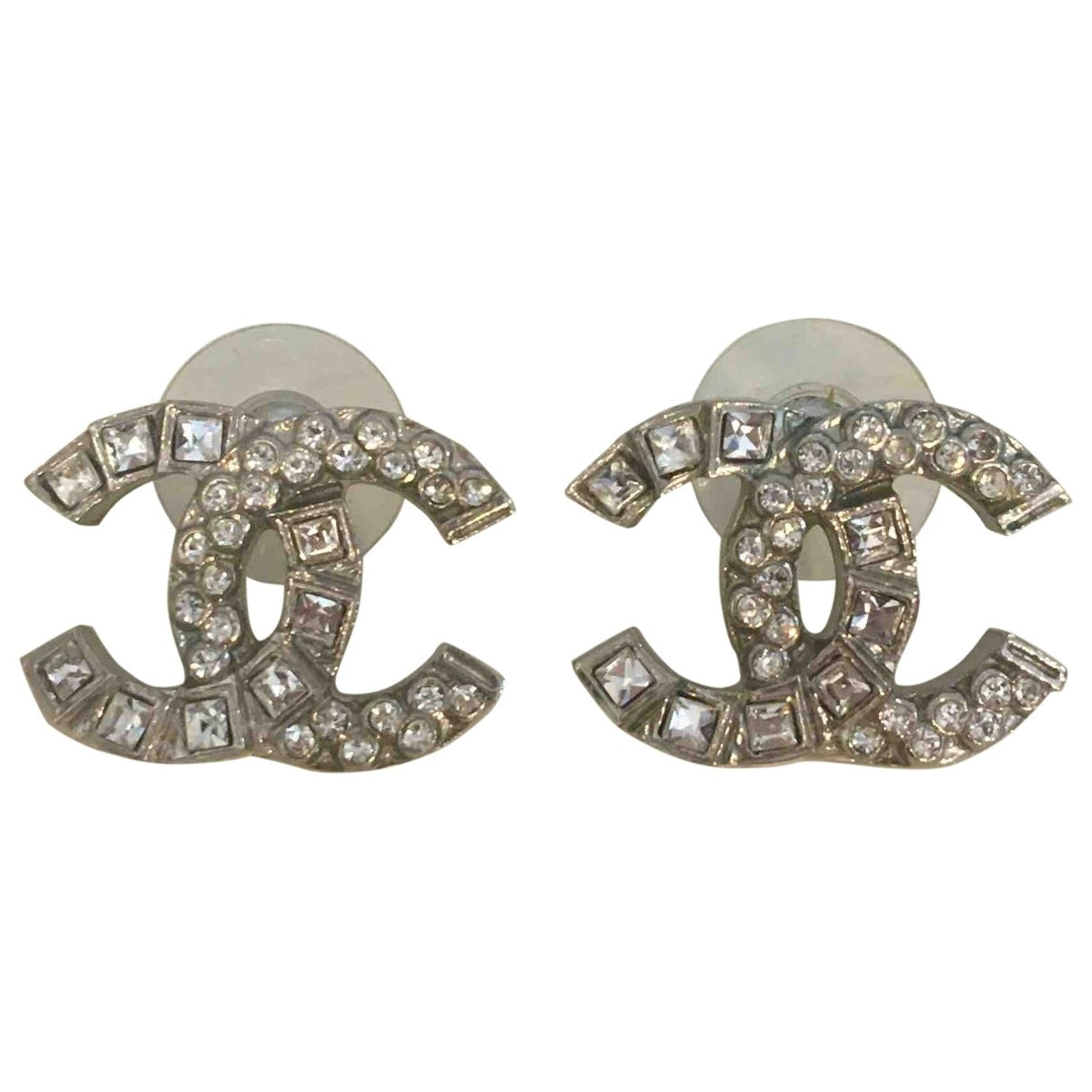 Chanel cc silver silver earrings