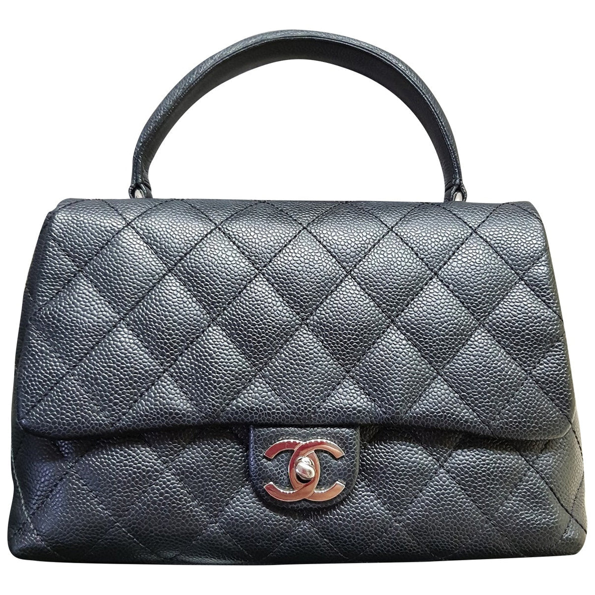Chanel coco handle black leather handbag