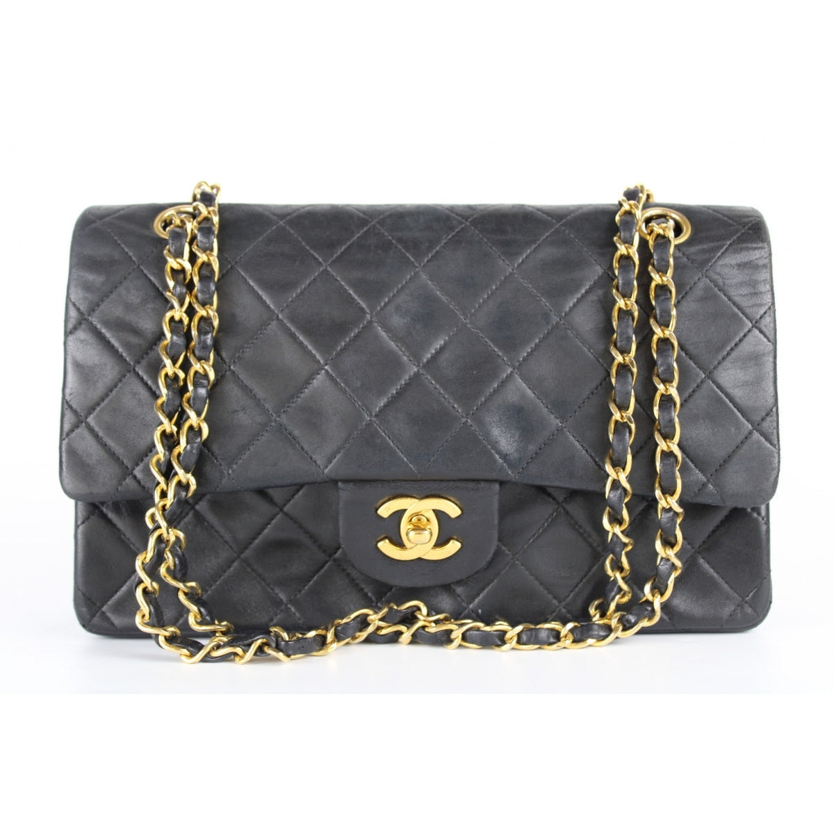 Chanel timeless/classique black leather handbag