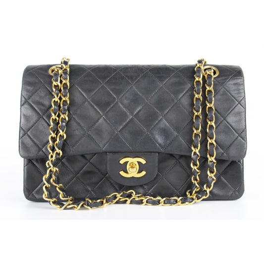 Chanel timeless/classique black leather handbag