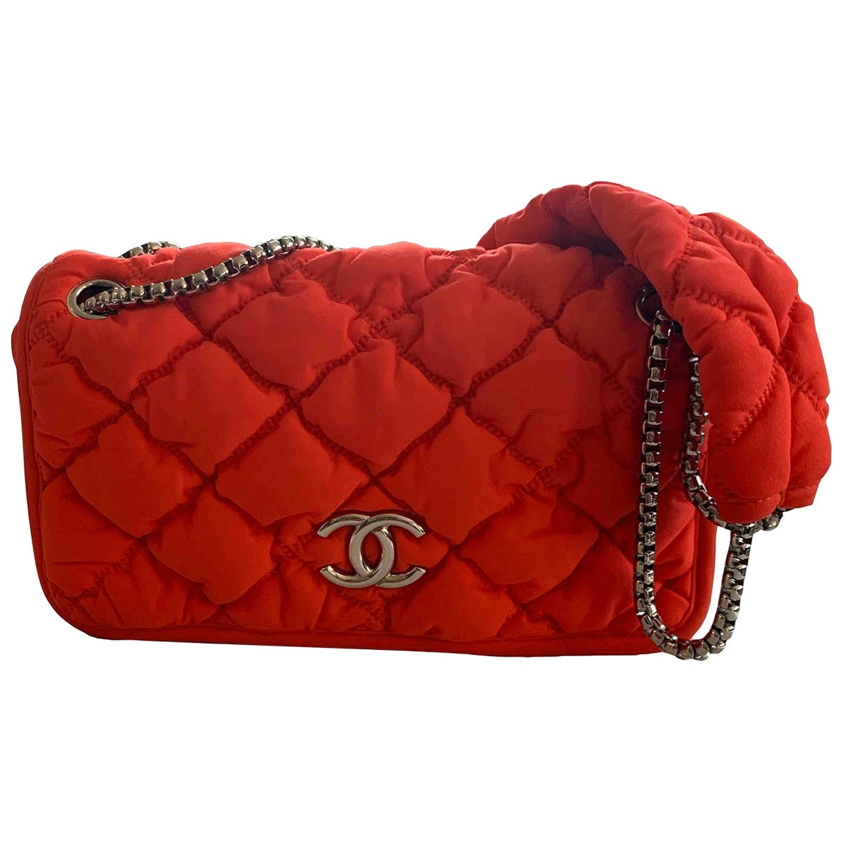 Chanel timeless/classique orange cloth handbag
