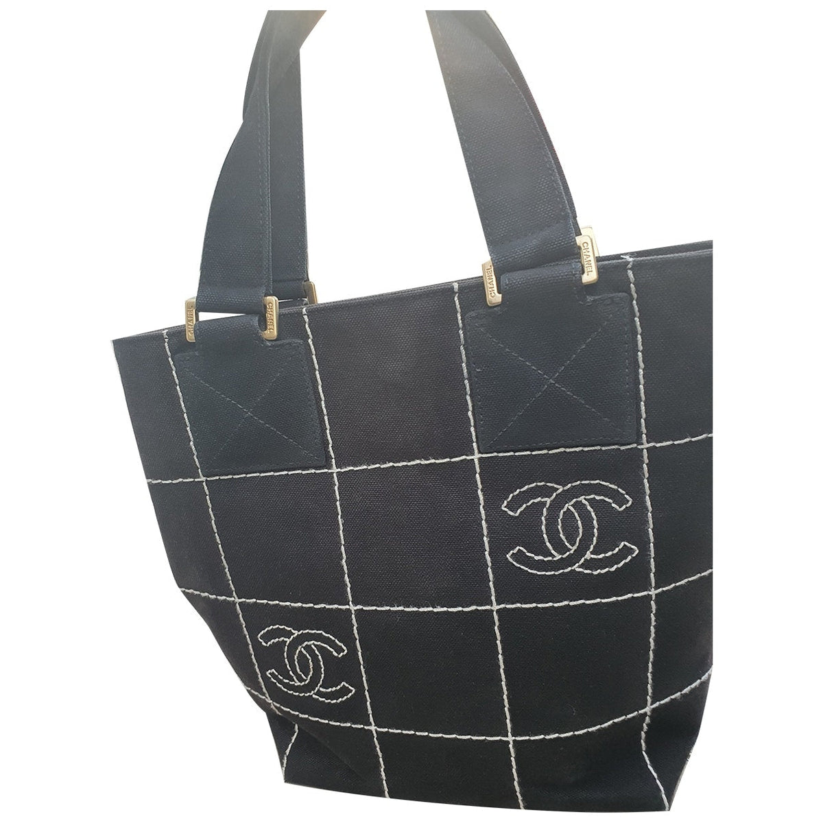 Chanel black cotton handbag