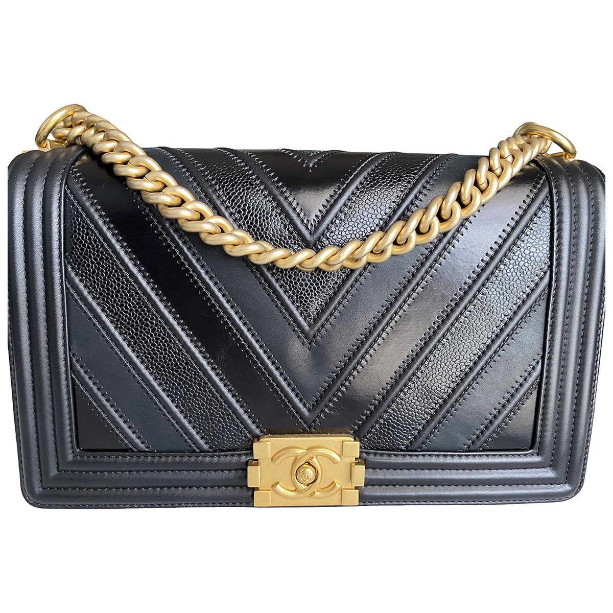 Chanel boy black leather handbag