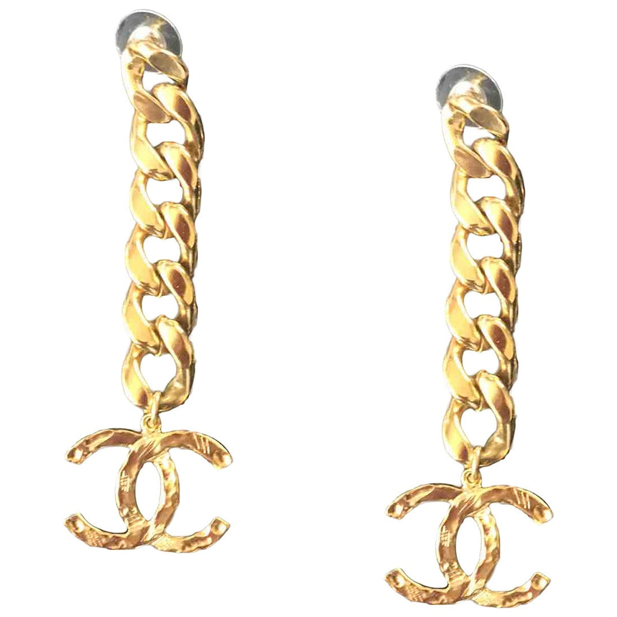 Chanel cc gold metal earrings