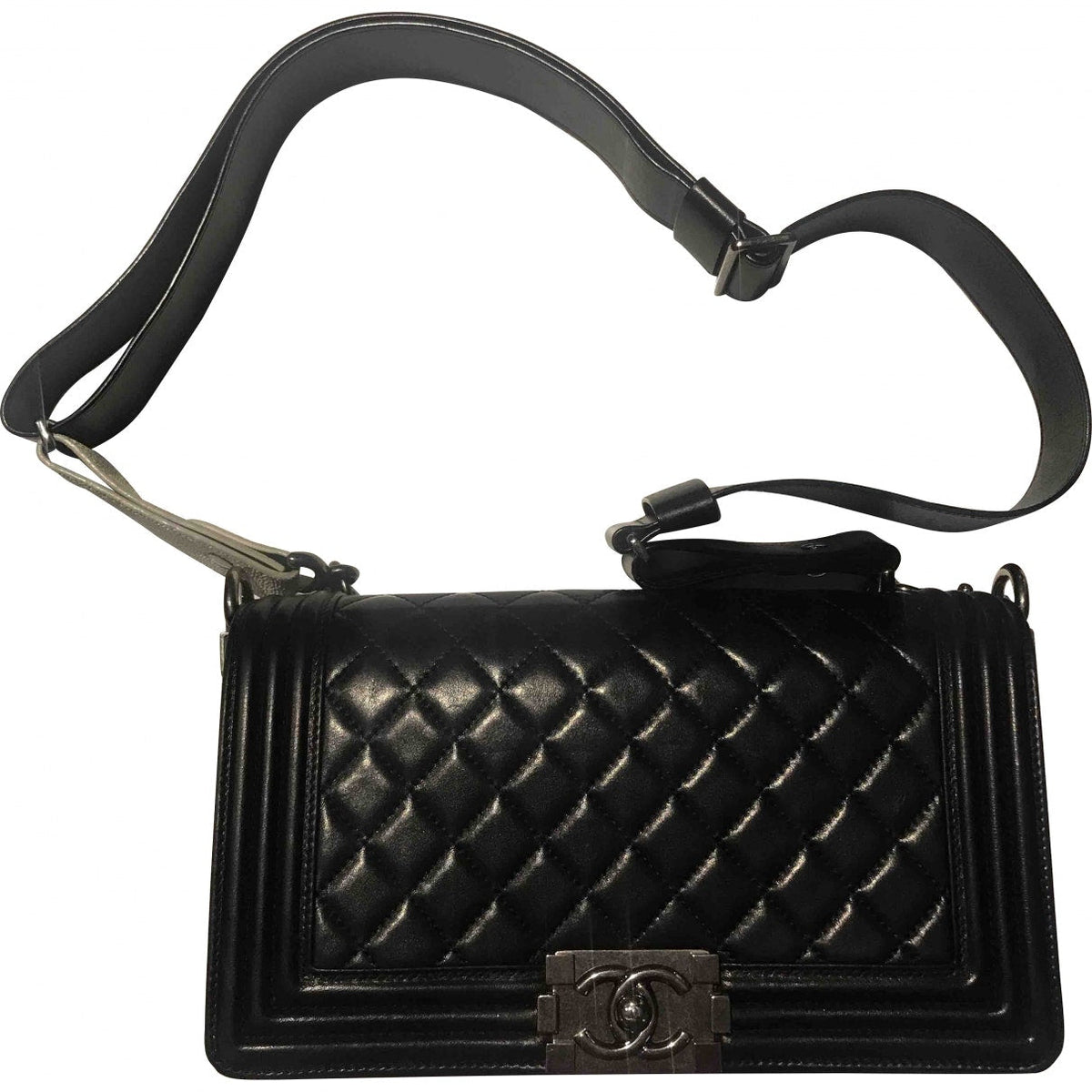 Chanel boy black leather handbag