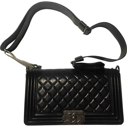 Chanel boy black leather handbag