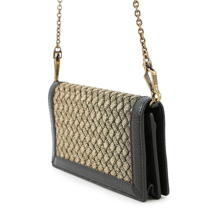 Bottega Veneta INTRECCIATO Chain Wallet Gold/Black521276 VCLM1 Leather