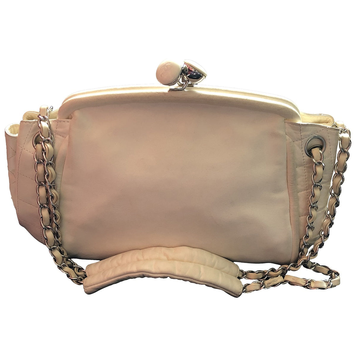Chanel timeless/classique white leather handbag