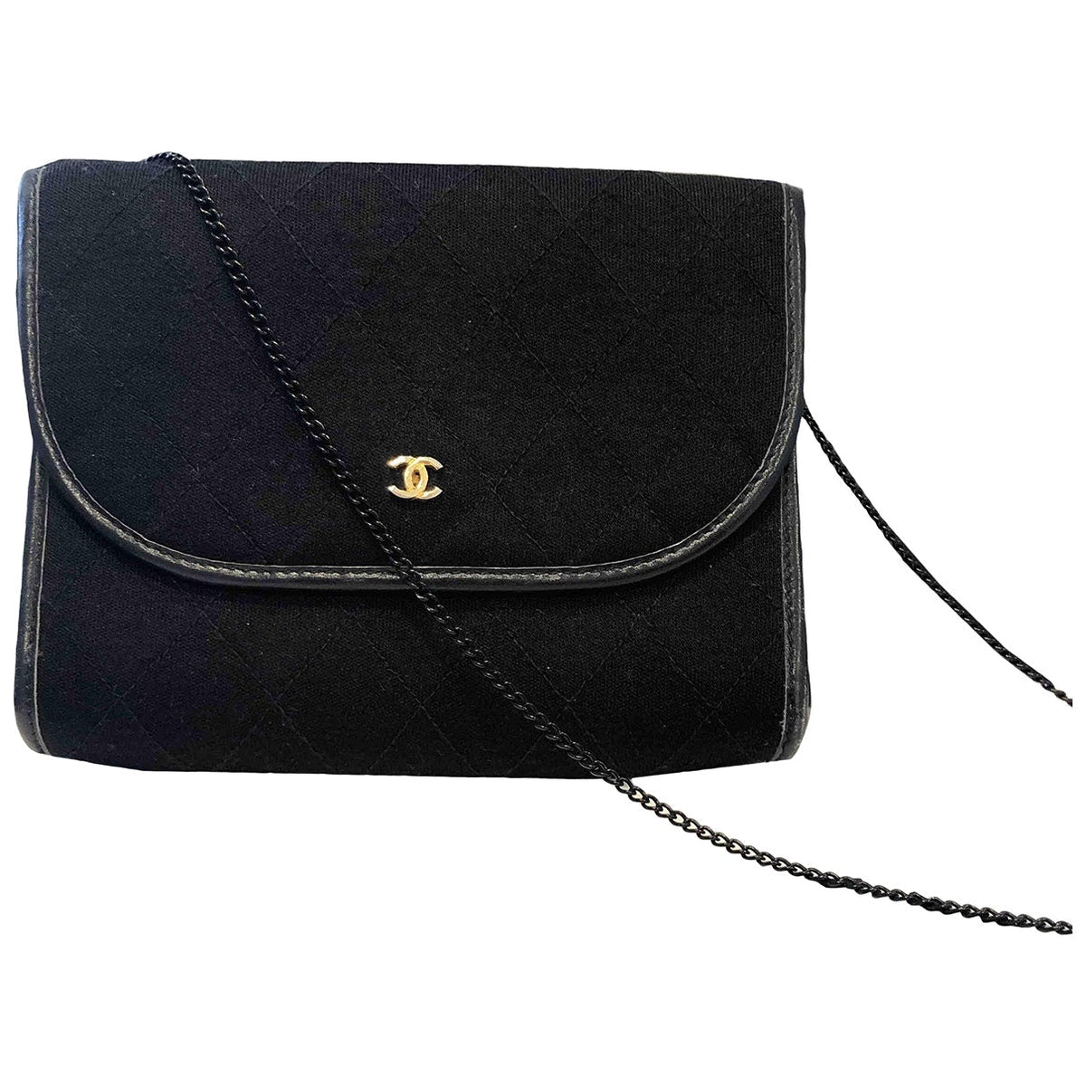 Chanel black cotton clutch bag
