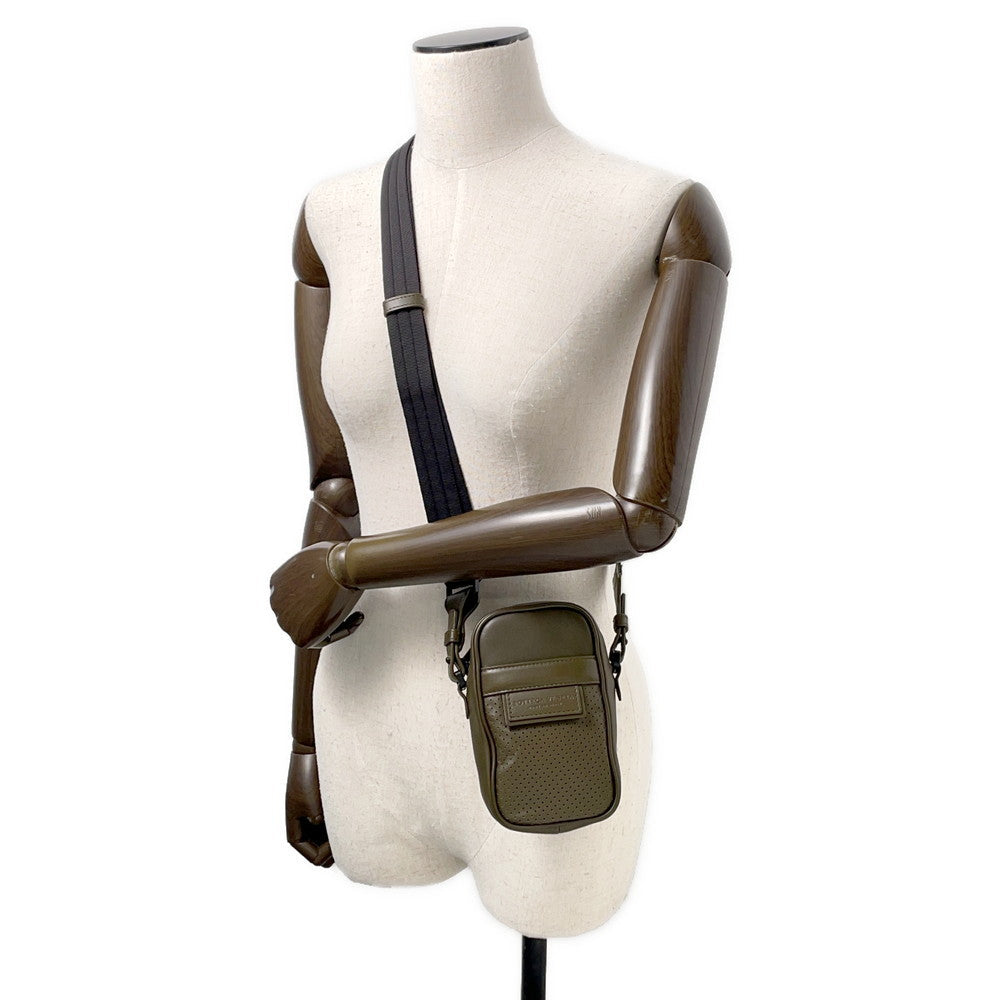 Bottega Veneta Leggero Punching Shoulder Pouch Khaki566214 Leather