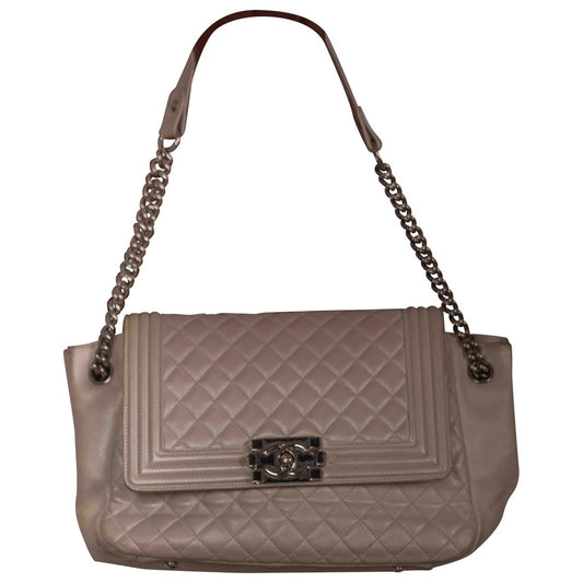 Chanel boy white leather handbag