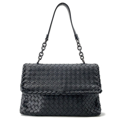Bottega Veneta ChainShoulder Bag Black INTRECCIATOLeather